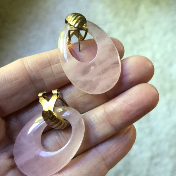 Genuine Rose Quartz Earrings - Picture 5 of 5